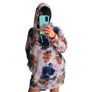 PINK Victoria's Secret Oversized Pink and Blue Hoodie Pockets!